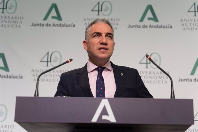El consejero de la Presidencia, Administración Pública e Interior y portavoz del Gobierno andaluz, Elías Bendodo, en una imagen de archivo 