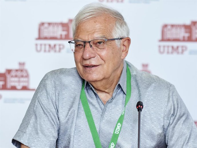 El Alto Representante de la Unión para Asuntos Exteriores y Política de Seguridad, Josep Borrell, interviene en un curso sobre geopolítica europea organizado en la Universidad Internacional Menéndez Pelayo, a 26 de julio de 2021, en Santander, Cantabria