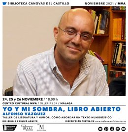 Cartel de un de los talleres  de creatividad literaria que celebra la Biblioteca Cánovas de la Diputación de Málaga