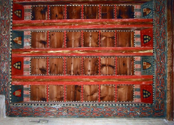 Alfarje de la Ermita de San Román, en la Puebla de Castro (Huesca), donde el Gobierno de Aragón va a iniciar los trabajos de restauración.