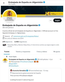 Archivo - Cuenta de la embajada española en Afganistán