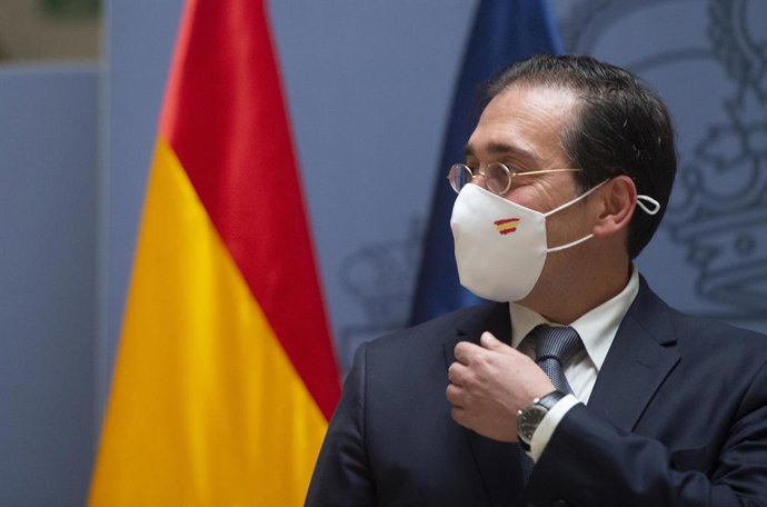 El ministro de Asuntos Exteriores, Unión Europea y Cooperación, José Manuel Albares, durante el acto por el que el nuevo subsecretario del Ministerio ha tomado posesión del cargo, a 29 de julio de 2021, en Madrid (España). Con este acto continúa el proc