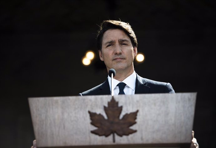 15 August 2021, Canada, Ottawa: Canadian Prime Minister Justin Trudeau speaks during a press conference after a meeting with Governor General Mary Simon at Rideau Hall in Ottawa. Trudeau announced that early elections would take place September 20 as he