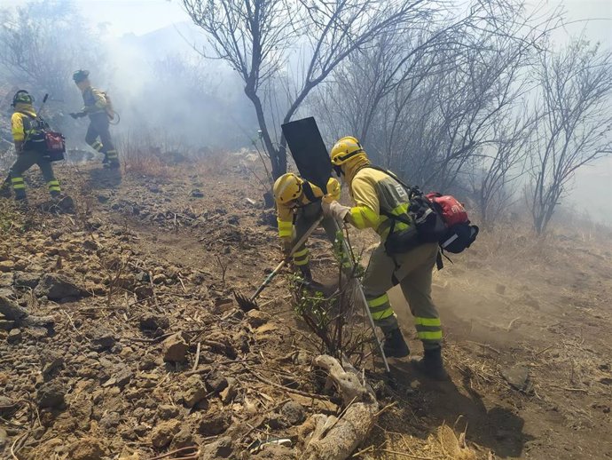 Efectivos de la Eirif trabajan en la extinción del incendio de La Palma