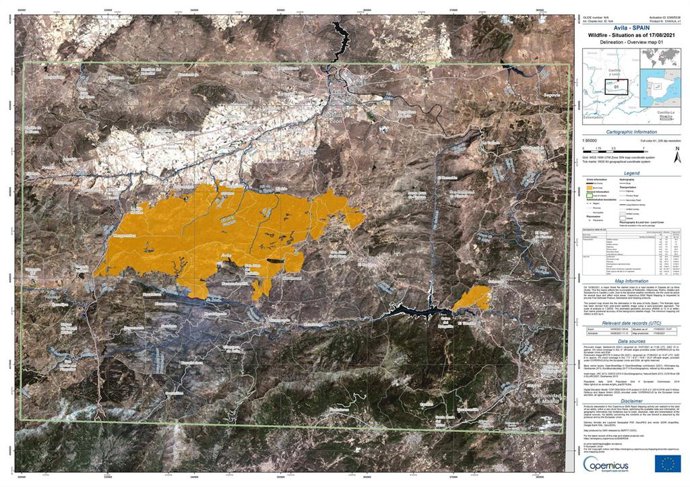 Área afectada por el incendio de Navalacruz.