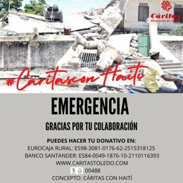 Cartel de campaña de emergencia de Cáritas para Haití.