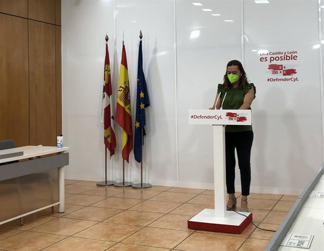 La vicesecretaria general del PSOECyL, Virginia Barcones, en rueda de prensa.