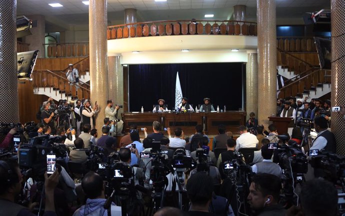 Rueda de prensa de los talibán en Kabul