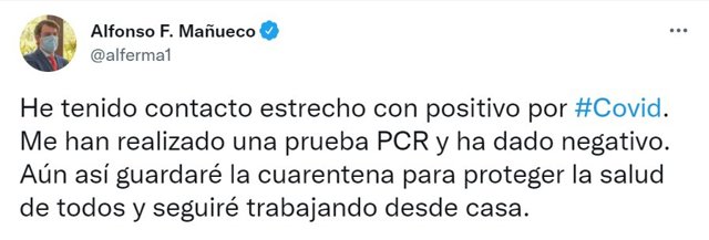 Tuit de Alfonso Fernández Mañueco.