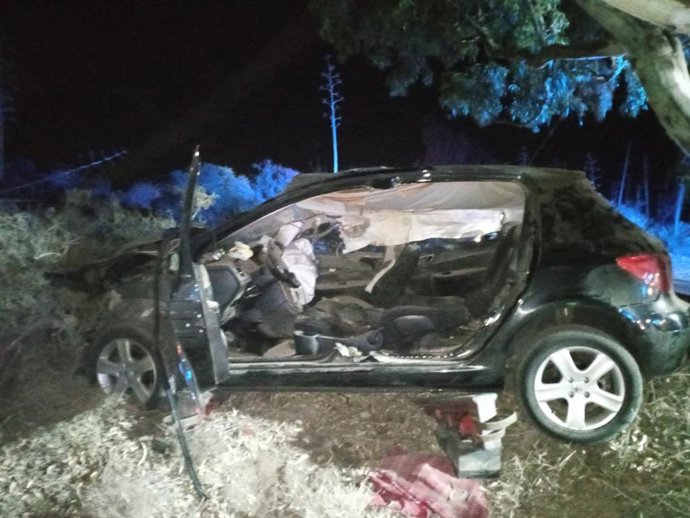 Vehículo siniestrado en Las Amoladeras, en Almería.