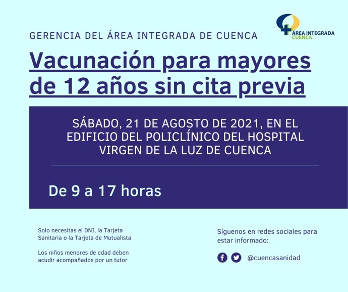 Cartel de la vacunación sin cita.
