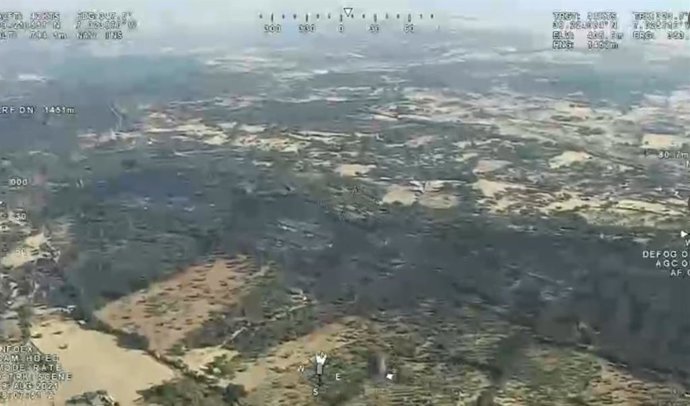 Imagen de incendio en Alburquerque (Badajoz)