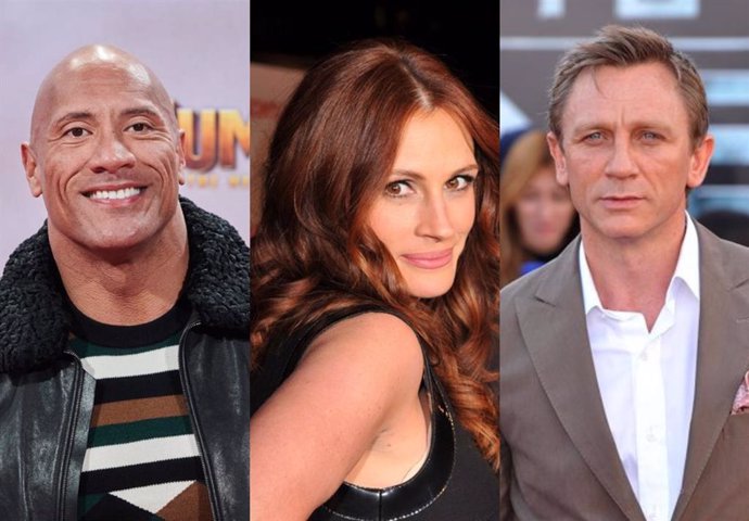Dwayne Johnson, Julia Roberts y Daniel Craig, entre los mejor pagados de Hollywood
