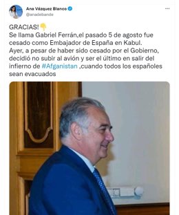 La diputada Ana Vázquez, elogiando al embajador Gabriel Ferrán