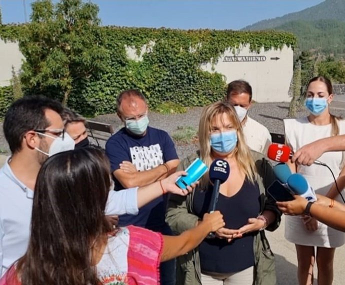 Directora insular de la Administración General del Estado en La Palma, Ana de León, atiende a los periodistas