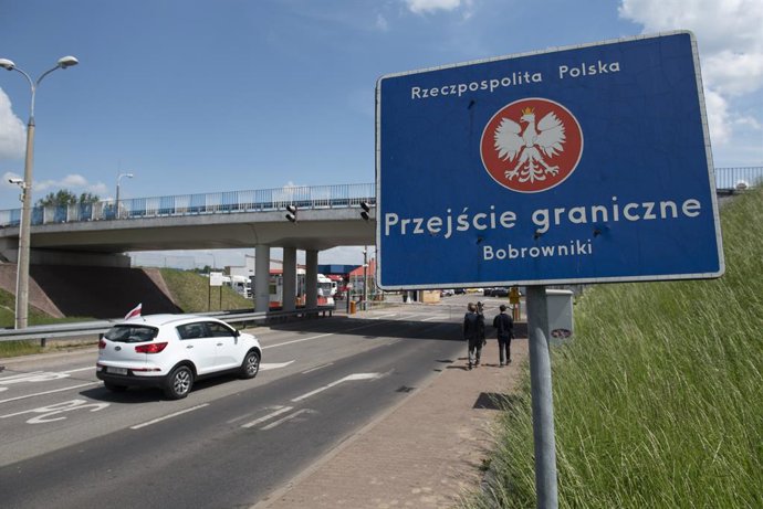 Cruce fronterizo entre Polonia y Bielorrusia.