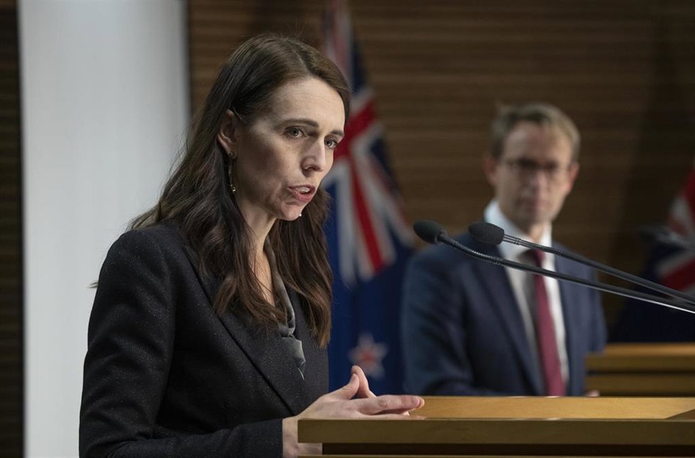 La primera ministra de Nueva Zelanda, Jacinda Ardern, durante una rueda de prensa sobre la situación del coronavirus en el país