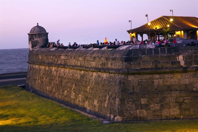 Muralla colonial en Cartagena, Colombia