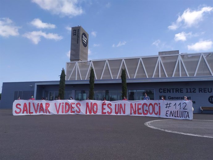 Roda de premsa del comit de vaga dels treballadors del servcio d'atenció 112 de Catalunya