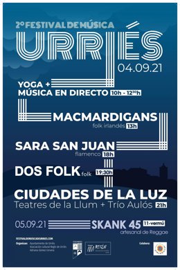 Cartel anunciados del II Festival de Música de Urriés.