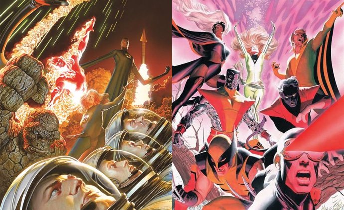 Los Cuatro Fantásticos y los X-Men dibujados por Alex Ross