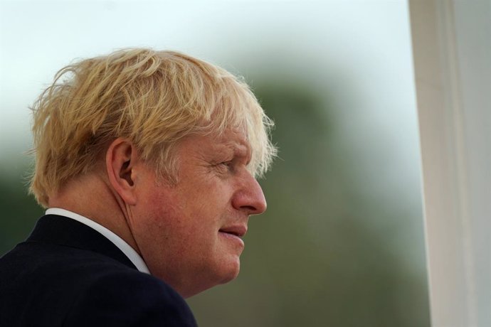 06 August 2021, United Kingdom, Camberley: UK Prime Minister Boris Johnson arrives at the Royal Military Academy Sandhurst in Camberley ahead of the Sovereign's Parade, which marks the end of 44 weeks of training for officer candidates. Photo: Steve Par