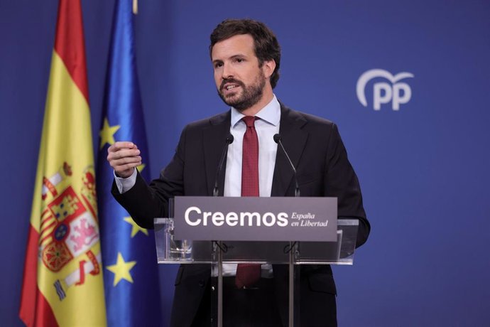 El presidente del PP, Pablo Casado