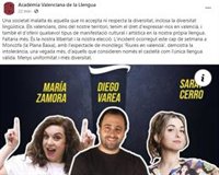 AVL cree que incidente en monólogo de Moncofa "demuestra la intolerancia" y defiende derecho a expresarse en valenciano