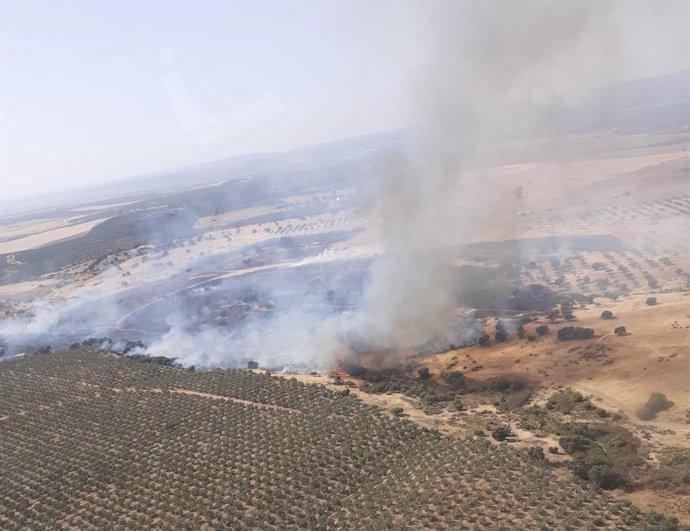 Incendio forestal en un paraje de Guadalcázar