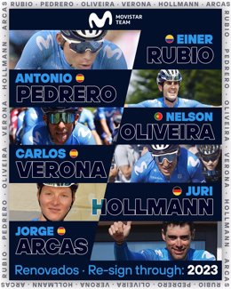 Carlos Verona, Jorge Arcas, Antonio Pedrero, Nelson Oliveira, Einer Rubio y Juri Hollmann renuevan con el Movistar Team hasta 2023
