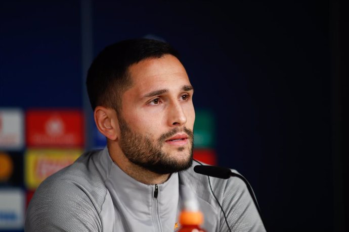 Archivo - Florin Andone, player of Galatasaray from Romania, attends during the press conference prior to the UEFA Champions League football match against Real Madrid CF at Santiago Bernabeu Stadium on November 05, 2019, in Madrid, Spain.