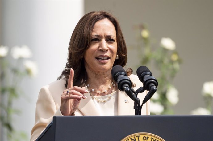 26 July 2021, US, Washington: USVice President Kamala Harris speaks at the White House celebration of the 31st anniversary of the Americans with Disabilities Act. Photo: Michael Brochstein/ZUMA Press Wire/dpa