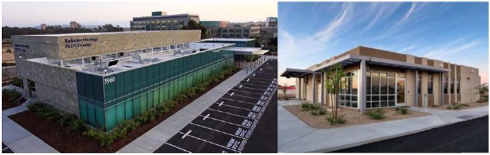 RAD has provided radiotherapy facilities to some of the world's most prestigious cancer centers. Shown above is UCSD La Jolla, CA (left) and Banner MD Anderson Sun City, AZ (right).