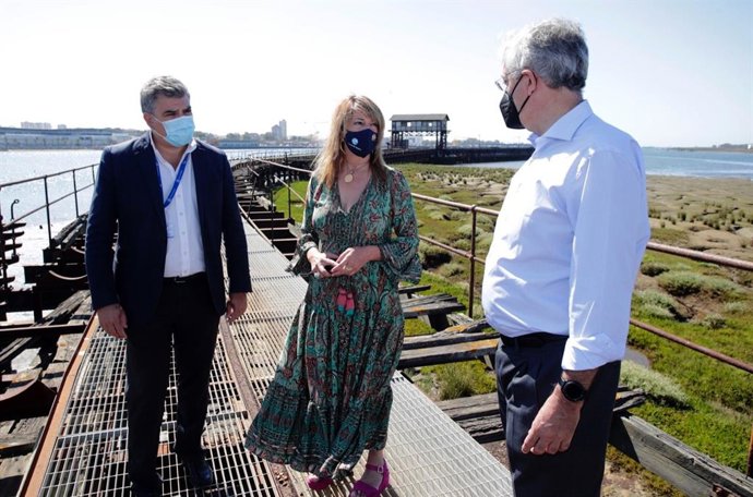 La presidenta de la Autoridad Portuaria de Huelva, Pilar Miranda, en una visita al Muelle de Tharsis.