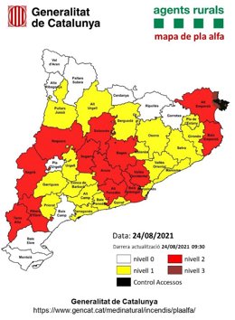 Mapa del Plan Alfa del día 24 de agosto de 2021