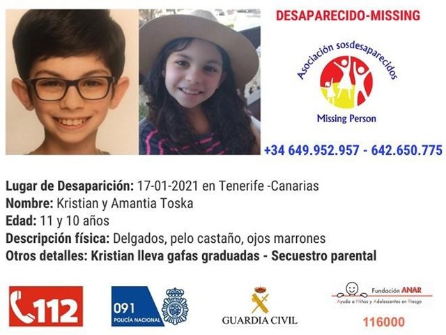 Cartel con la foto de los niños alemanes desaparecidos