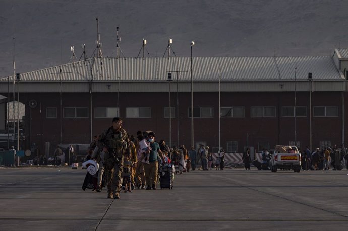 Trabajos de evacuación de Estados Unidos en el aeropuerto de Kabul