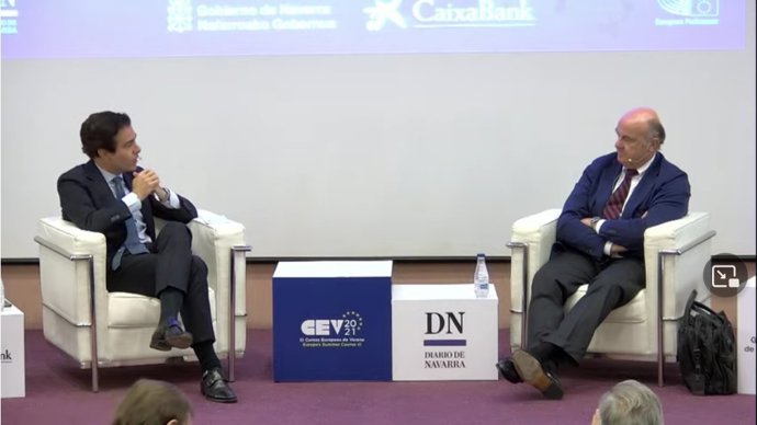 Luis de Guindos en un acto organizado por Diario de Navarra