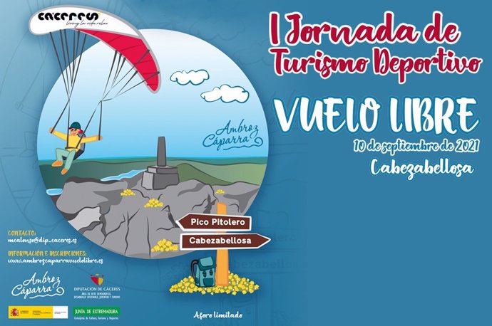 Abierto el plazo para inscribirse en la "I Jornada de Turismo Deportivo: Vuelo libre", que se celebrará en Cabezabellosa el 10 de septiembre
