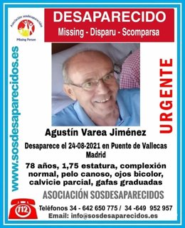 Buscan a un hombre de 78 años desaparecido ayer en Puente de Vallecas