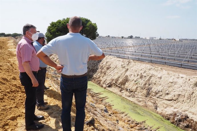 El alcalde de Palos de la Frontera, Carmelo Romero, visita una de las zonas sobre las que se está actuando.