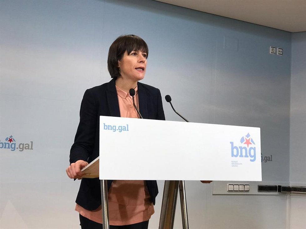 Archivo - Ana Pontón, portavoz nacional del BNG y candidata a la Presidencia de la Xunta, en rueda de prensa en la sede del BNG.