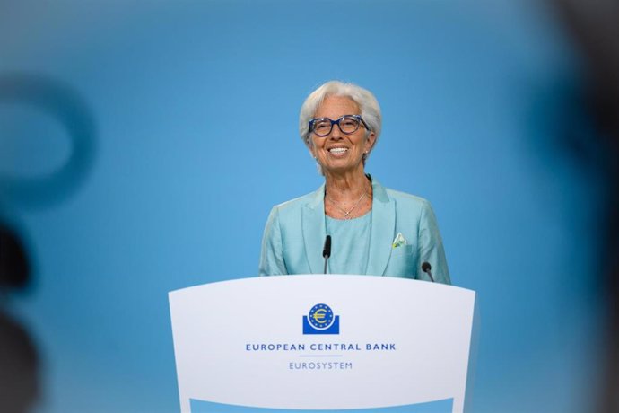 Archivo - HANDOUT - 22 July 2021, Frankfurt: European Central Bank (ECB) President Christine Lagarde speaks during the ECB Governing Council Press Conference. Photo: Sanziana Perju/European Central Bank/dpa - ATTENTION: editorial use only and only if th
