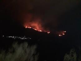 Incendio forestal declarado en Almegíjar, en la provincia de Granada, el pasado lunes