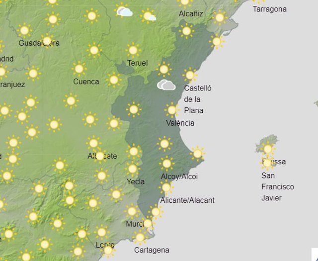 El estado del cielo este viernes en la Comunitat Valenciana.