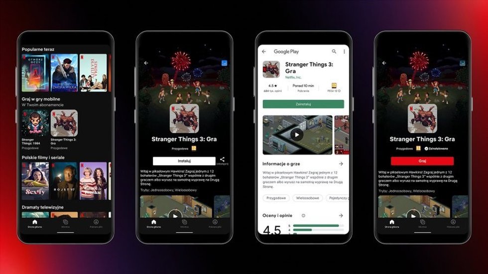 Videojuegos de Stranger Things dentro de Netflix, que ya se prueban en la app de Android de Netflix en Polonia.
