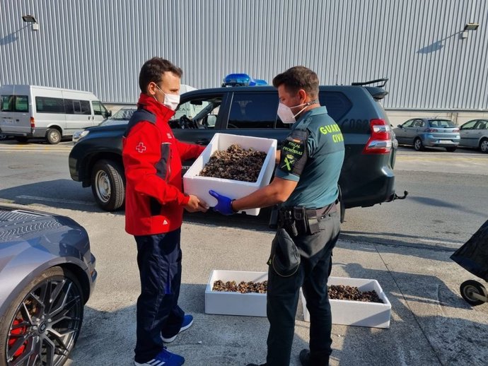 Entrega de percebes intervenidos en Bermeo