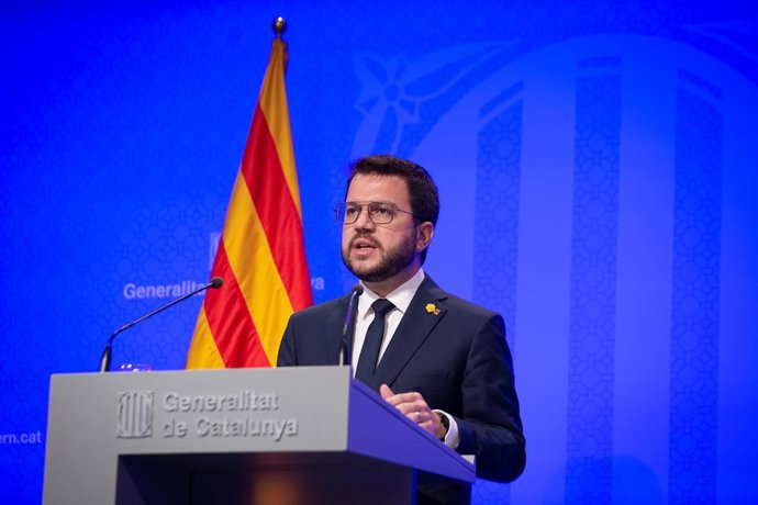 El presidente de la Generalitat, Pere Aragons, ofrece una rueda de prensa tras una reunión del Consell Executiu. ARCHIVO.