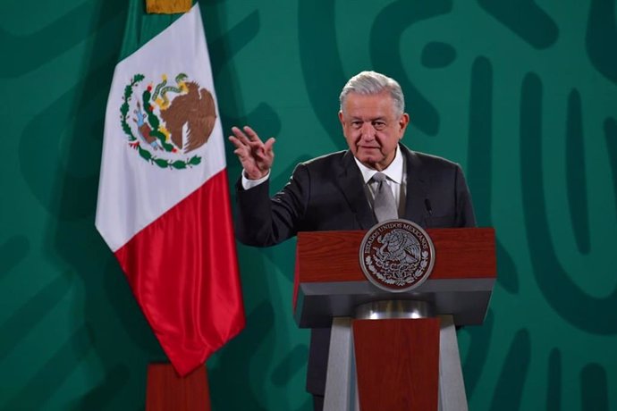 19 August 2021, Mexico, Mexico City: Mexican President Andres Manuel Lopez Obrador speaks during a morning press conference at the National Palace. Photo: -/El Universal via ZUMA Press Wire/dpa