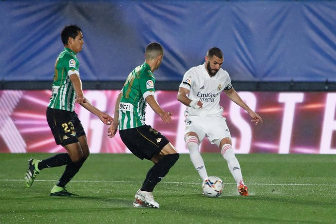 Archivo - Karim Benzema of Real Madrid in action during the spanish league, La Liga, football match played between Real Madrid and Real Betis at Ciudad Deportiva Real Madrid on April 24, 2021, in Valdebebas, Madrid, Spain.